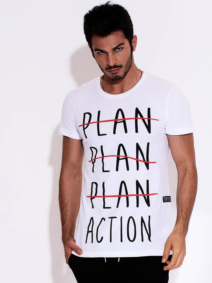 Pánské bílé tričko s motivačním potiskem FPrice