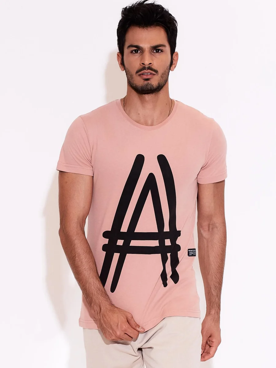 Tmavě růžové pánské tričko s grafickým nápisem FPrice