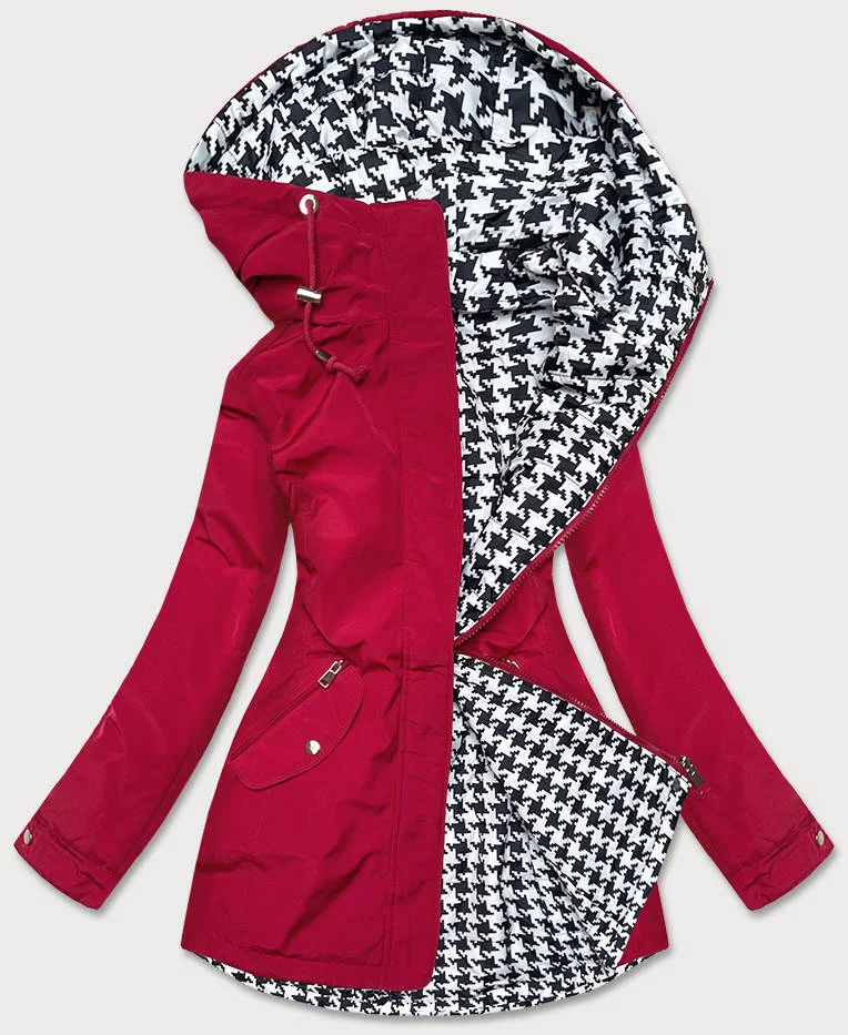Oboustranná vypasovaná bunda pro ženy v bordó-pepito barvě 98ZO LHD