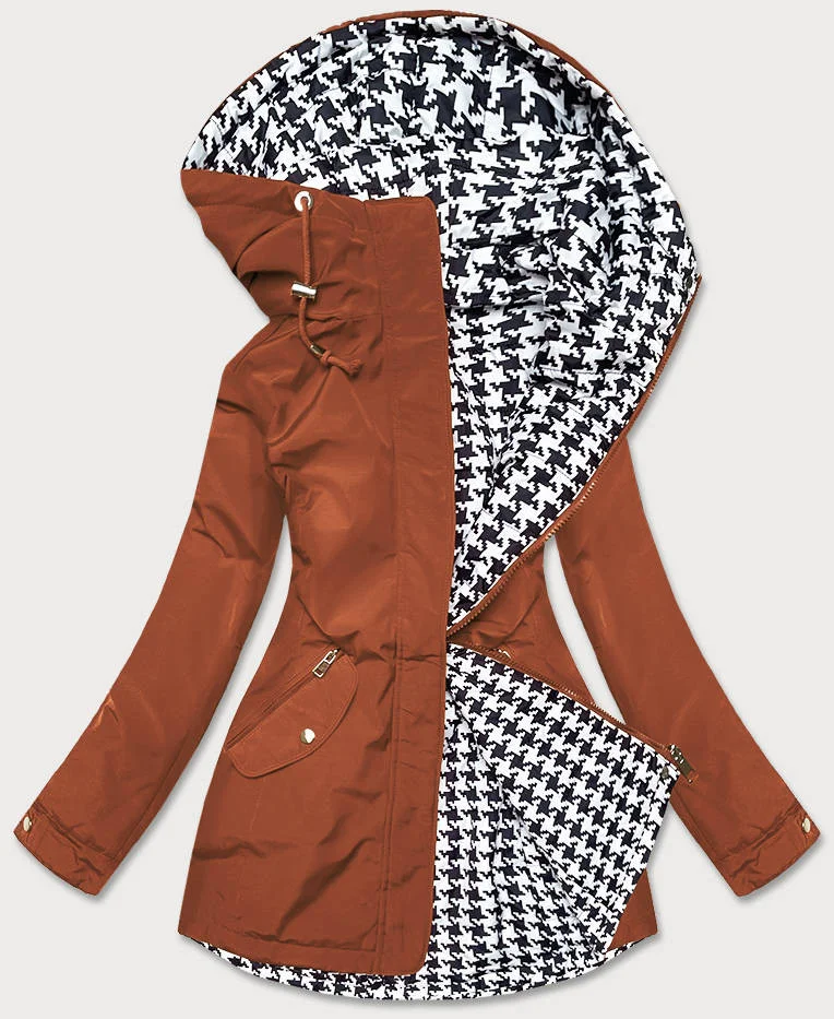 Oboustranná vypasovaná bunda pro ženy v karamelovo-pepito barvě 53S LHD