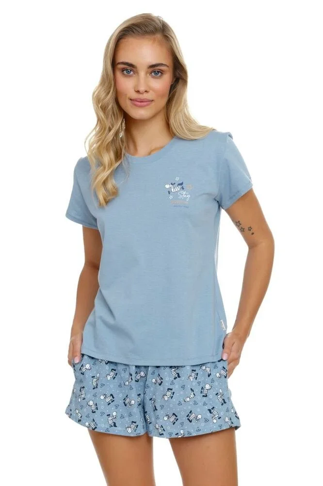 Pyžamo pro ženy Stay positive světle modré DN Nightwear