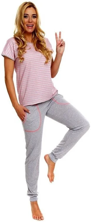 Pyžamo Miranda - šedá s růžovou - Italian Fashion