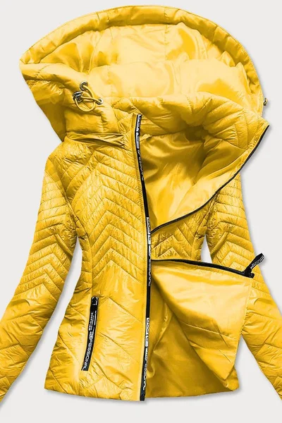 Krátká žlutá prošívaná bunda pro ženy s kapucí 1523WX S'WEST