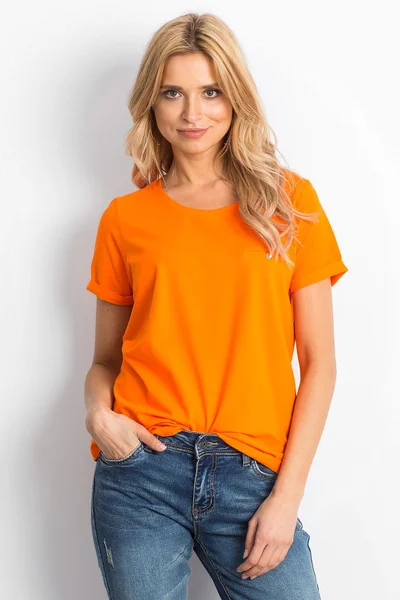 Dámské základní fluo oranžové bavlněné tričko pro ženy FPrice