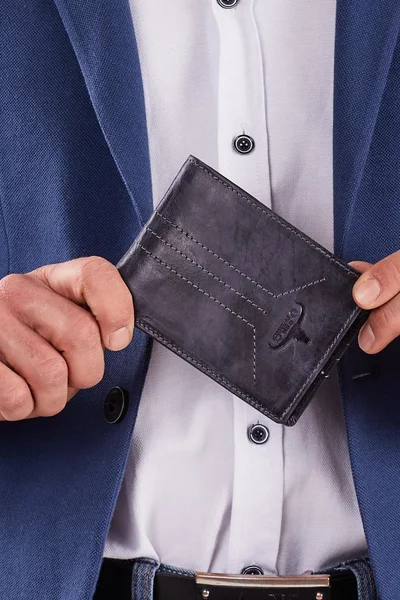 Pánská tmavě modrá kožená peněženka FPrice