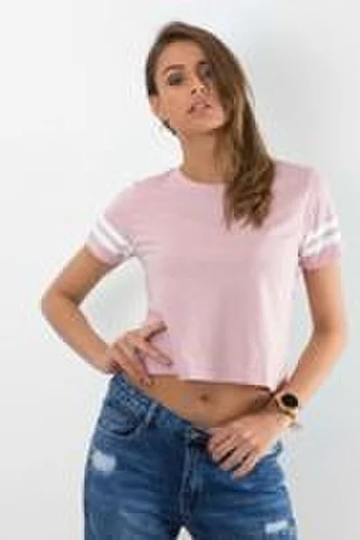 Dámské krátké bavlněné tričko, světle růžové FPrice