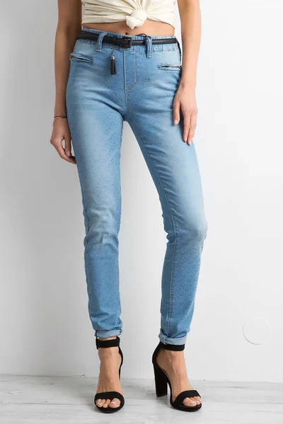 Dámské modré džíny s malými vzory FPrice