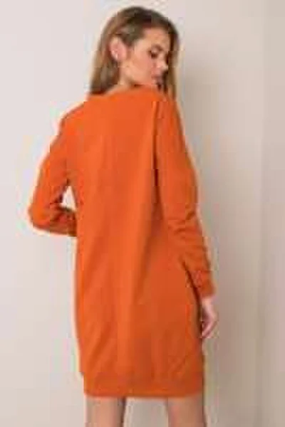 Dámské RUE PARIS Tmavě oranžové mikinové šaty se stahovacími šňůrkami FPrice