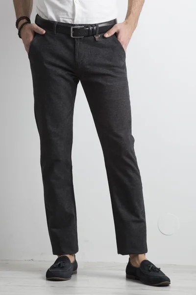 Pánské tmavě šedé kalhoty pravidelného střihu FPrice