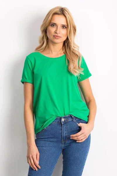Základní zelené dámské bavlněné tričko FPrice