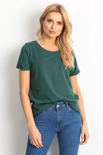 Dámské základní tmavě zelené bavlněné tričko pro ženy FPrice
