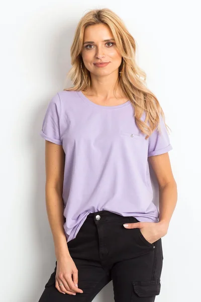 Dámské základní světle fialové bavlněné tričko pro ženy FPrice