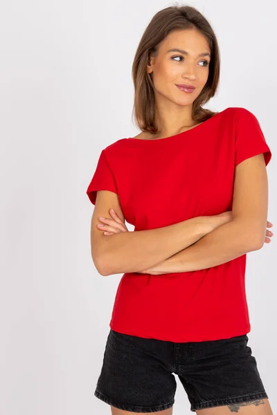 Dámské červené tričko s výstřihem vzadu FPrice