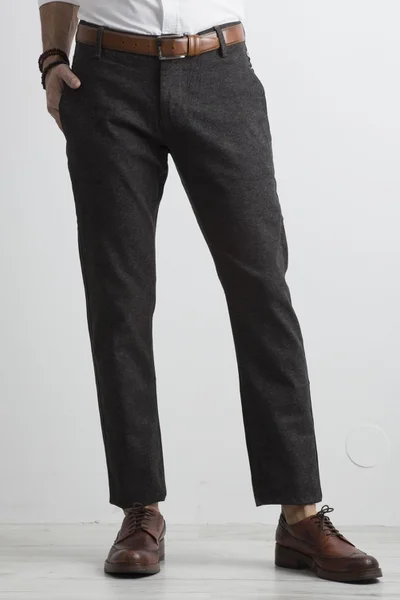 Pánské tmavě šedé chino kalhoty FPrice