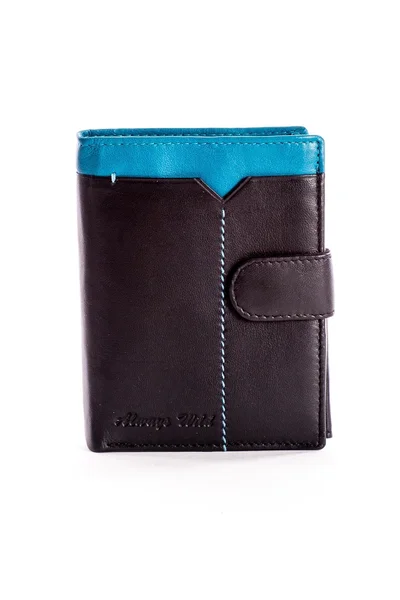 Černá kožená peněženka pro muže s modrou kostkou FPrice
