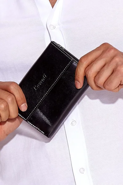 Černá peněženka s chlopní a přepážkami FPrice