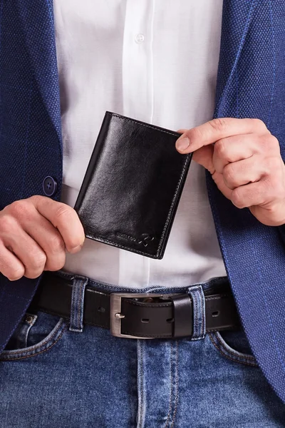 Pánská měkká černá kožená peněženka FPrice