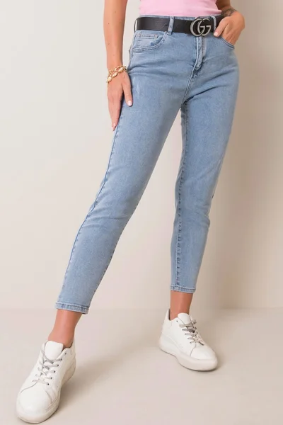 Modré dámské džíny s vysokým pasem FPrice