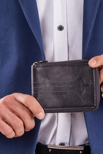 Pánská peněženka na zip, tmavě modrá FPrice