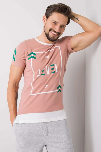 Pudrově růžové pánské tričko s potiskem FPrice