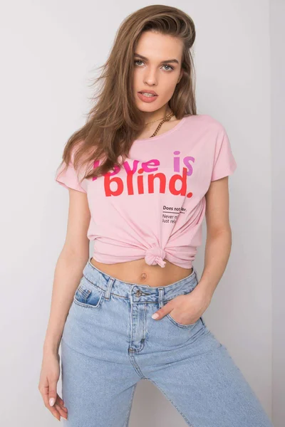 Dámské STITCH & SOUL Růžové tričko s potiskem FPrice