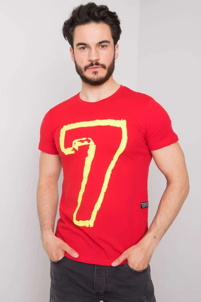 Pánské červené bavlněné tričko s potiskem FPrice