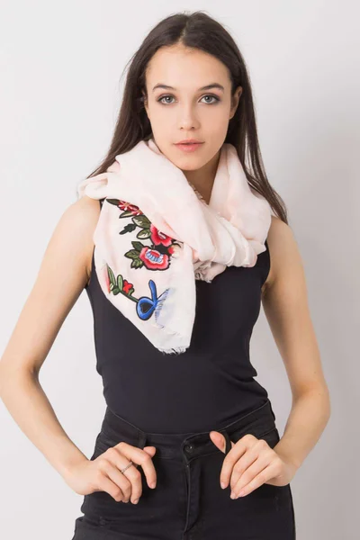 Dámský broskvový šátek s barevnými nášivkami FPrice