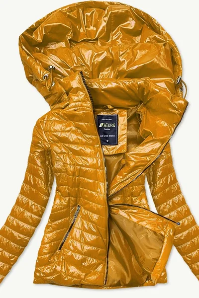 Lesklá bunda pro ženy v hořčicové barvě 1M3US8 ATURE
