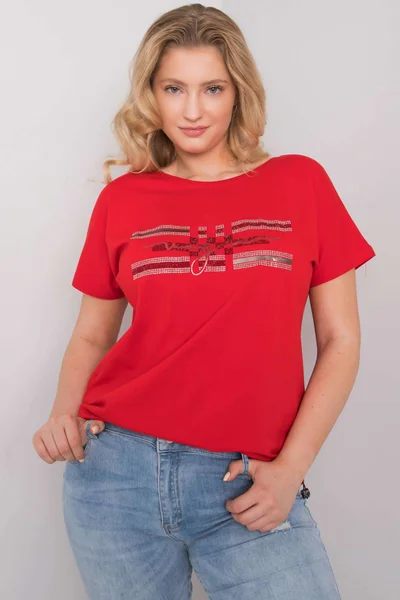 Červené dámské tričko Plus Size FPrice