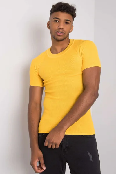 Žluté pletené pánské tričko FPrice