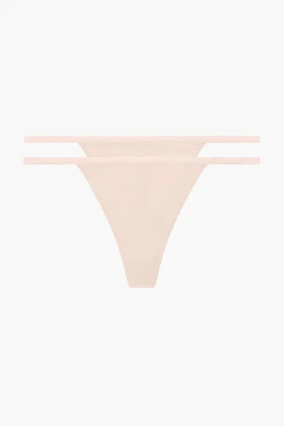 Dámská tanga 2 pack RTQOF9 TRN písková - Calvin Klein
