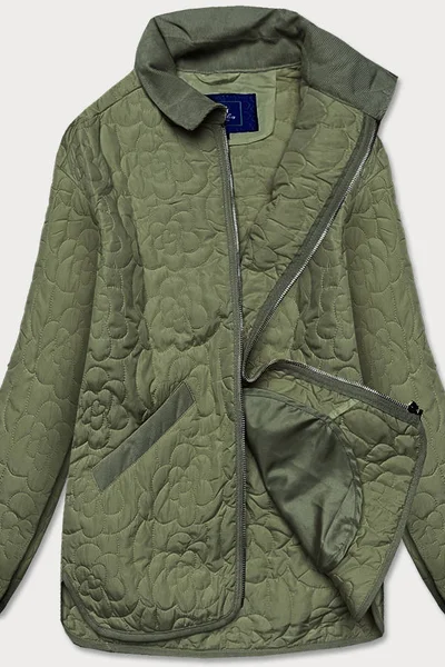 Tenká zelená bunda pro ženy s ozdobným prošíváním 5AE76C Ann Gissy