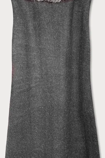 Dámská dlouhá vesta v grafitové barvě s kožešinou J403 Mar&Go