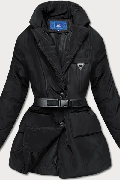 Lehká černá bunda pro ženy s páskem FS4M Ann Gissy