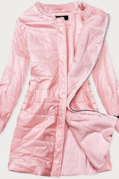 Růžová bunda pro ženy s mechovitým kožíškem pro přechodné období YDQ9A L&J Studios