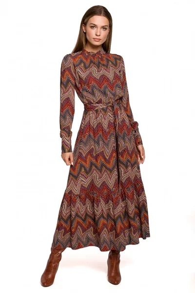 Dámské 39270 Maxi šaty s aztéckým potiskem - PXJ32 U189M4 Style