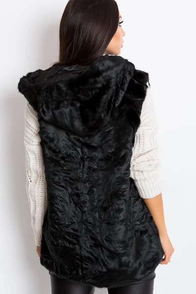 Dámská černá vesta z umělé kožešiny FPrice