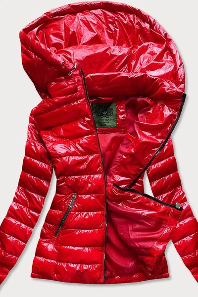 Krátká červená prošívaná bunda pro ženy s kapucí 229 CANADA Mountain