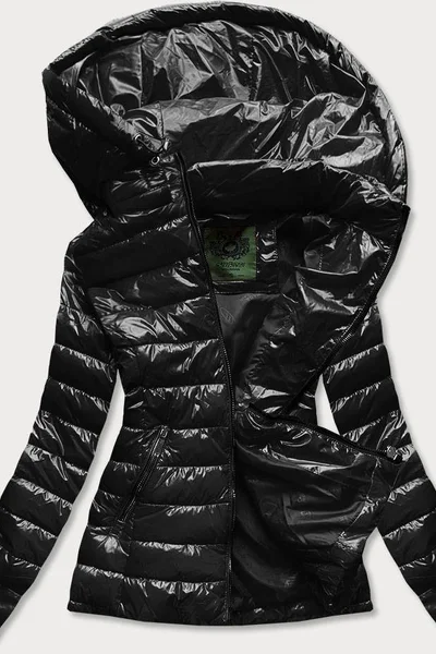 Krátká černá prošívaná bunda pro ženy s kapucí P27M3 CANADA Mountain