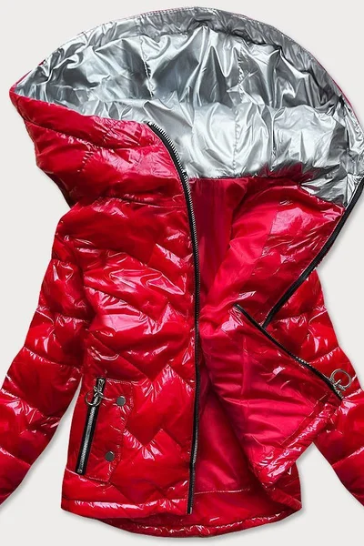 Červená prošívaná bunda pro ženy s kapucí 640 S'WEST