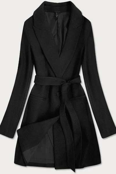Klasický černý dámský kabát s přídavkem vlny 8X46EK ROSSE LINE