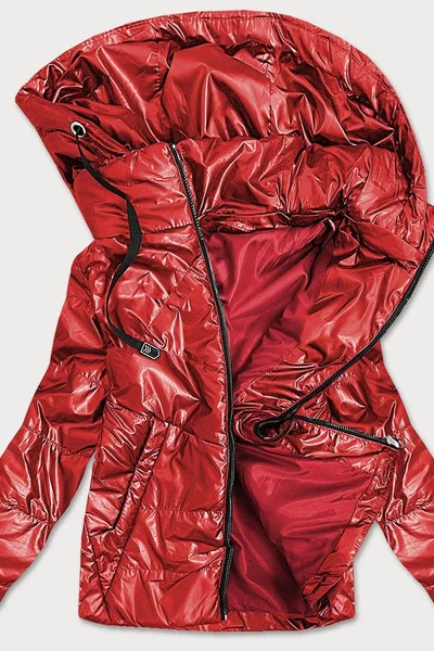 Červená lesklá bunda pro ženy s kapucí A6DG S'WEST