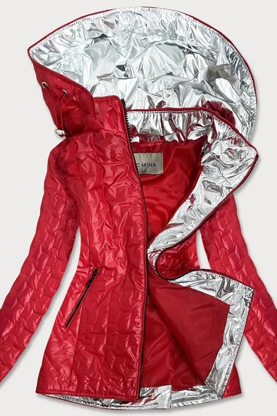 Červená bunda pro ženy s ozdobnými vsadkami D5178N FC MINA