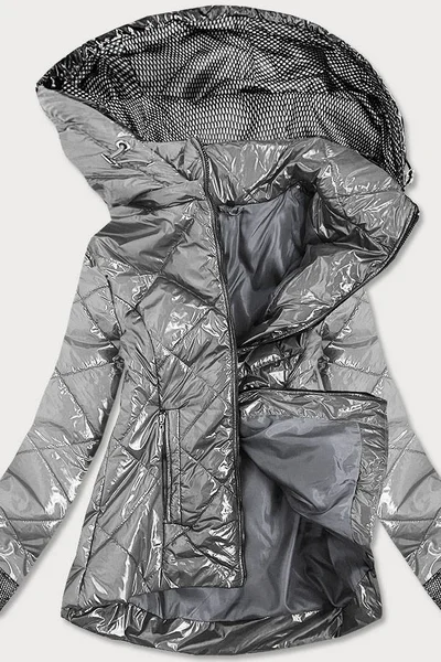 Stříbrná lesklá prošívaná bunda pro ženy V9A133 S'WEST