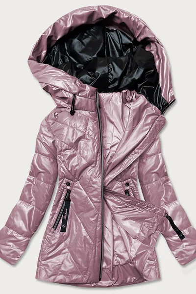 Růžová bunda pro ženy s kapucí M136N2 ROSSE LINE