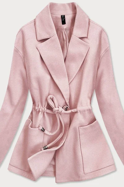 Krátký růžový volný dámský kabát 4L965 ROSSE LINE