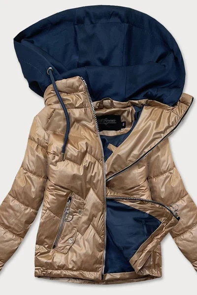 Karamelovomodrá bunda pro ženy s kapucí TWJ BH FOREVER
