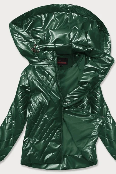 Zelená dámská lesklá bunda Q9268 6&8 Fashion