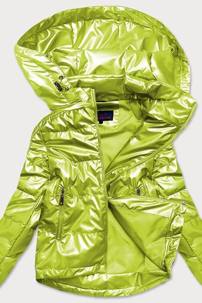 Limetková dámská lesklá bunda oversize 99K3 6&8 Fashion