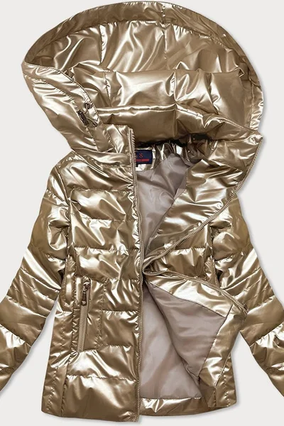 Lesklá zlatá prošívaná bunda pro ženy 9206QB 6&8 Fashion